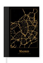 Notitieboek - Schrijfboek - Kaart - Madrid - Spanje - Goud - Zwart - Notitieboekje klein - A5 formaat - Schrijfblok