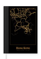 Notitieboek - Schrijfboek - Kaart - Hong Kong - Goud - Zwart - Notitieboekje klein - A5 formaat - Schrijfblok