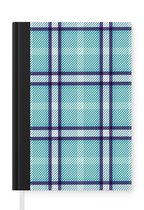 Notitieboek - Schrijfboek - Plaid - Blauw - Patronen - Schotse ruit - Notitieboekje klein - A5 formaat - Schrijfblok