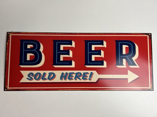 Metalen wandbord “Beer Sold Here”