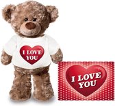 Valentine - Peluche nounours je t'aime coeur 24 cm avec carte Valentine A5 - Valentine / cadeau romantique