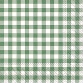 60x Vichy Karo 3-laags servetten groen/wit geblokt 33 x 33 cm - Oktoberfest servetten