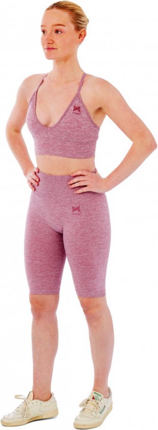 Ensemble de sport Xtreme Sportswear pour femme - Leggings de sport courts + soutien- BH de Sport - Rose-L