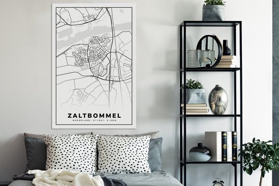 Peinture sur toile Zaltbommel - Plan d'étage - Carte - Plan de la ville - 90x140 cm - Décoration murale