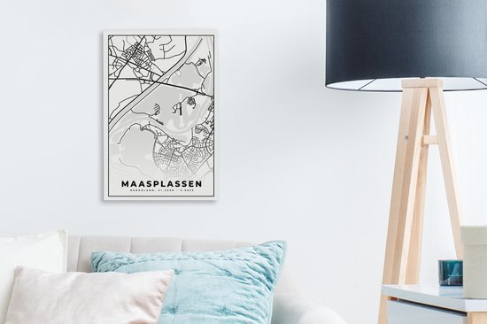 Tableau sur Toile Plan d'Etage - Carte - Plan de Ville - Maasplassen - 20x30 cm - Décoration murale