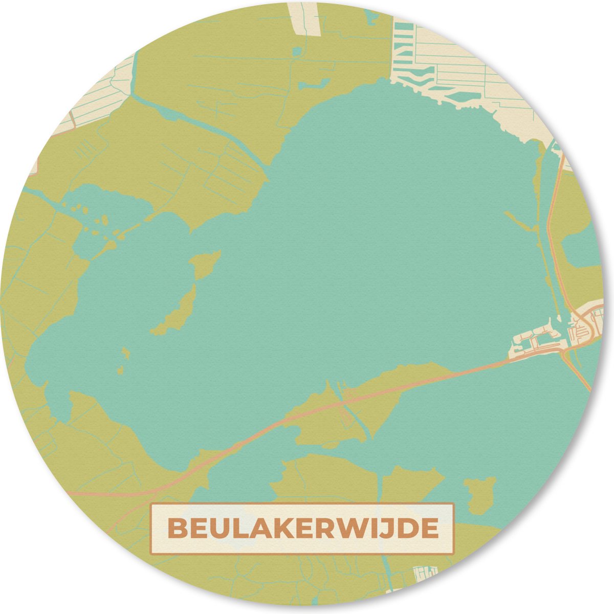 Muismat rond 20x20 cm - Mousepad Kaart - Plattegrond - Vintage - Stadskaart - Beulakerwijde - Ronde muismatten - Stadskaart