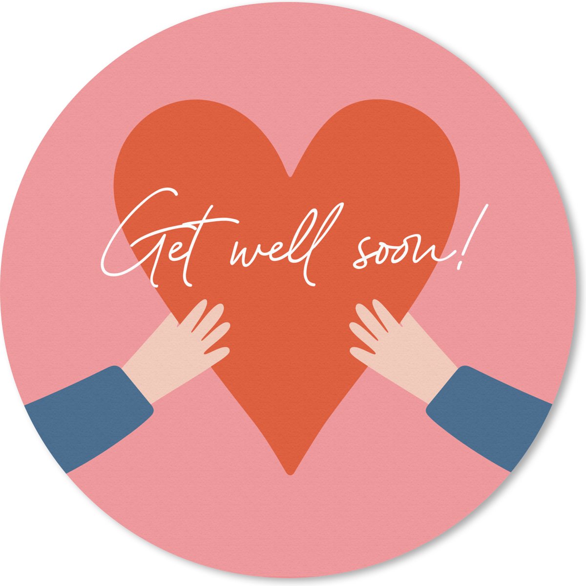 Muismat rond 50x50 cm - Mousepad Get well soon - Quotes - Rood - Hand - Ronde muismatten