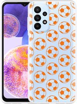 Hoesje Geschikt voor Samsung Galaxy A23 Orange Soccer Balls