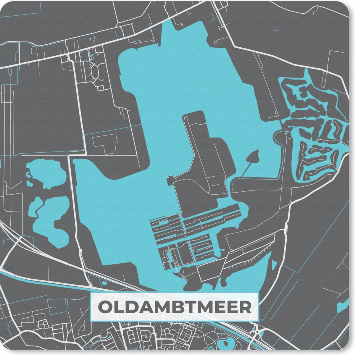Muismat 20x20 cm - Mousepad Nederland - Oldambtmeer - Plattegrond - Kaart - Stadskaart - Muismatten - Stadskaart