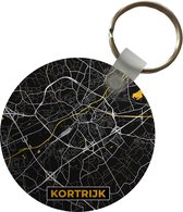 Sleutelhanger - Kortrijk - Goud - Stadskaart - Plattegrond - Kaart - Plastic - Rond - Uitdeelcadeautjes