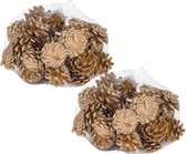 2x sachets de 300 grammes décoration pommes de pin or 5 x 5 cm - Décoration Noël/automne - Pommes de pin