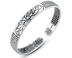 Marama - Tibetaanse Lotus armband - bangle - verzilverd