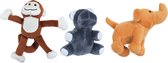 De Boon - Kattenspeelgoed met Catnip - aap/olifant/nijlpaard - Pluche - Assorti - 8-12 cm