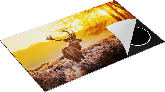 Chefcare Inductie Beschermer Hert in Bos tijdens de Zonsopkomst - 85x50 cm - Afdekplaat Inductie - Kookplaat Beschermer - Inductie Mat