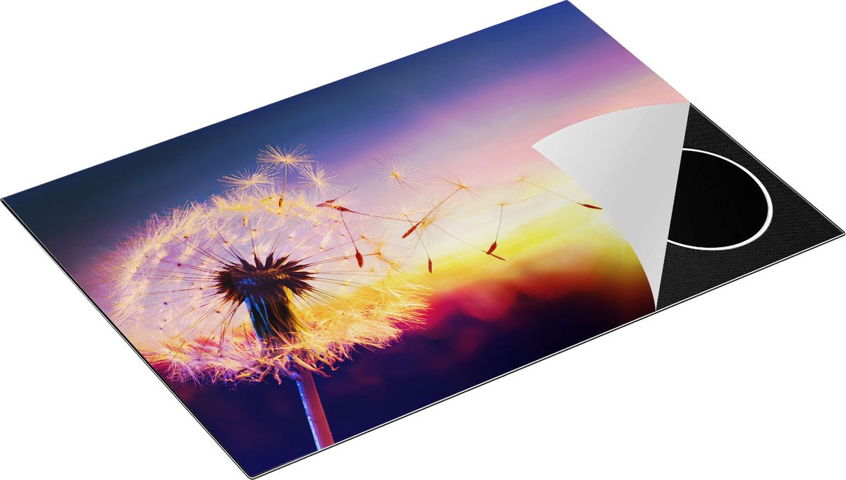 Chefcare Inductie Beschermer Paardenbloem tijdens Zonsondergang - 77x51 cm - Afdekplaat Inductie - Kookplaat Beschermer - Inductie Mat