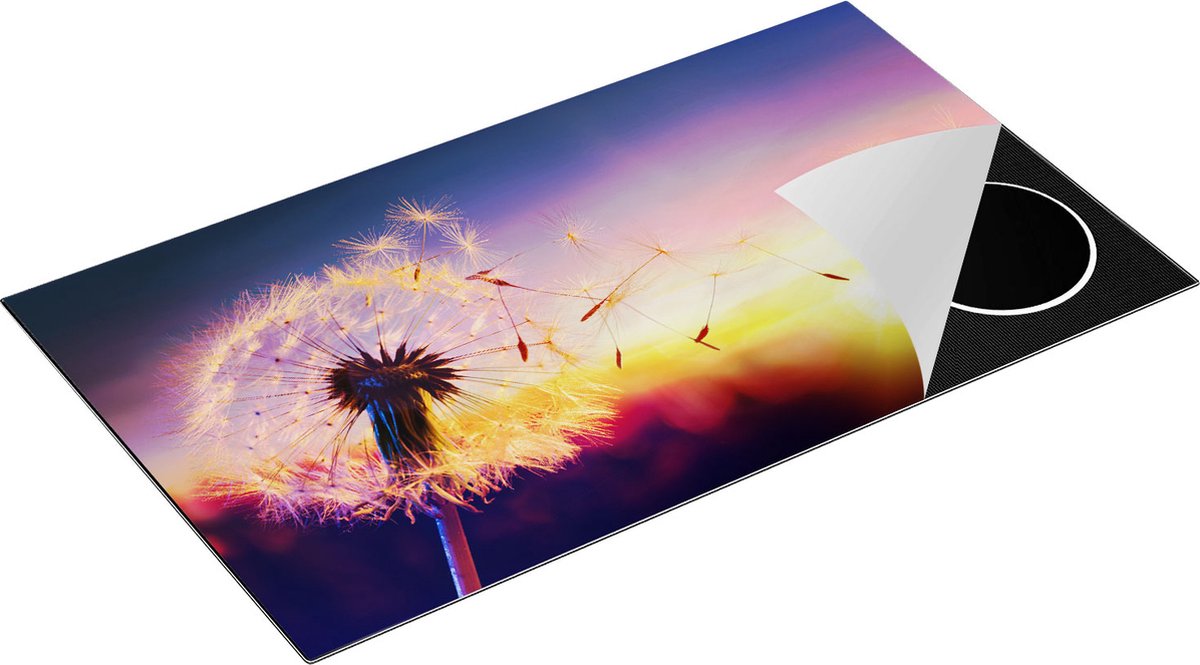 Chefcare Inductie Beschermer Paardenbloem tijdens Zonsondergang - 90x52 cm - Afdekplaat Inductie - Kookplaat Beschermer - Inductie Mat