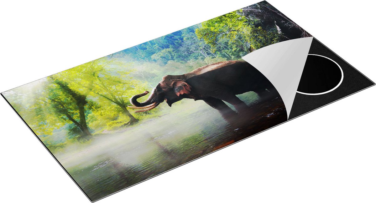 Chefcare Inductie Beschermer Olifant in het Water - 95x55 cm - Afdekplaat Inductie - Kookplaat Beschermer - Inductie Mat