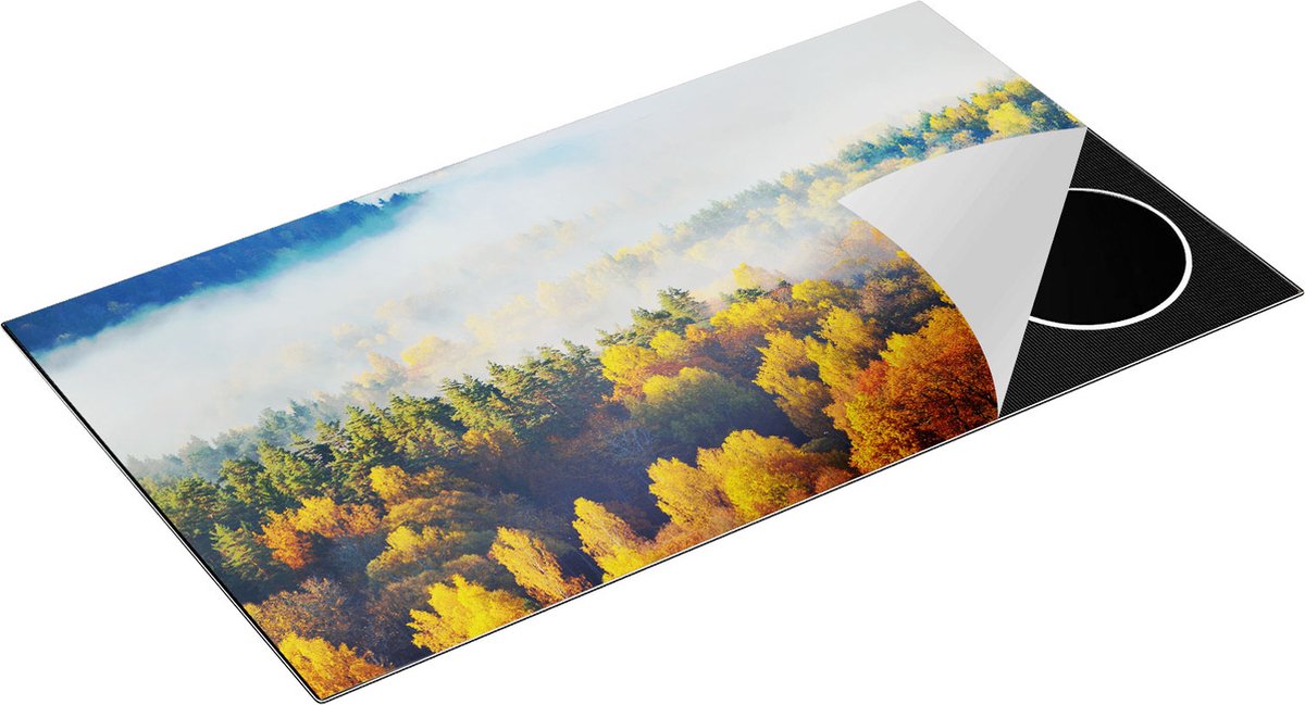 Chefcare Inductie Beschermer Gekleurde Herfstbos met Mist - 95x55 cm - Afdekplaat Inductie - Kookplaat Beschermer - Inductie Mat