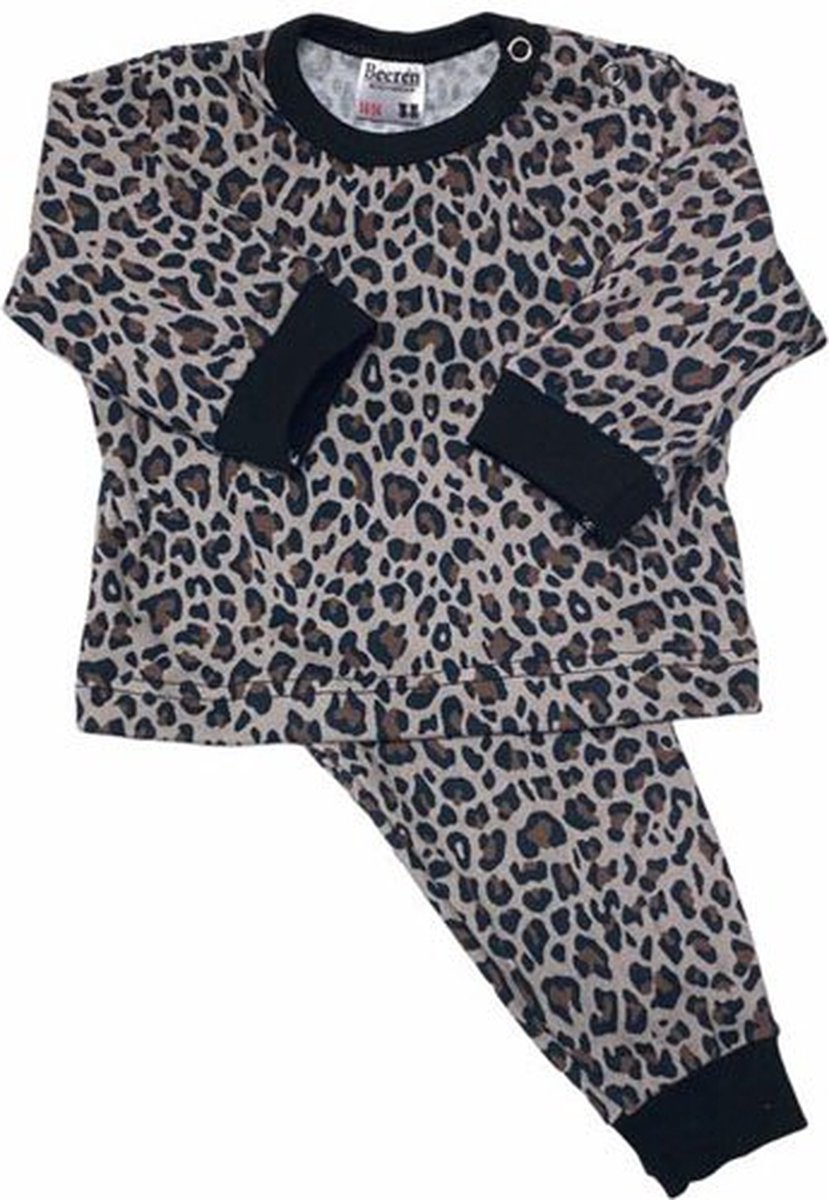 Kinderpyjama - Beige/Bruin - Wildlife/Luipaard Print - Beeren-98/104