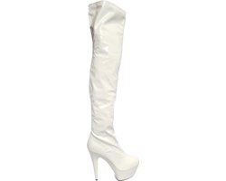 Soisbelle Grote Maten Dijhoge laarzen SB303 White Patent Maat 40