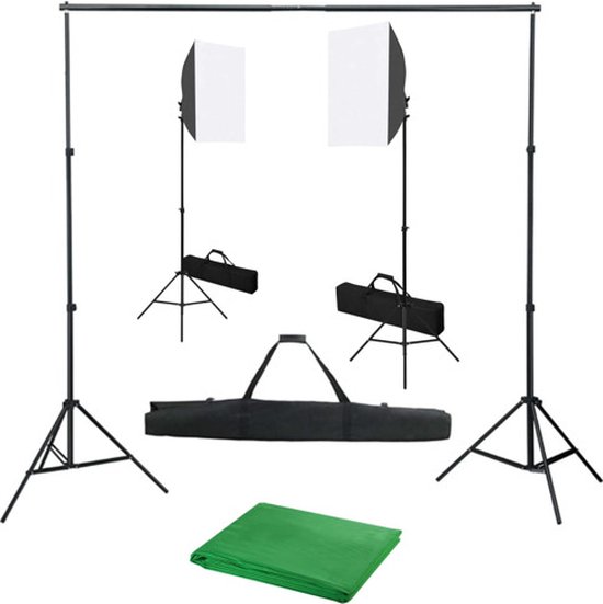 Foto: Vidaxl fotostudioset met softboxlampen en achtergrond