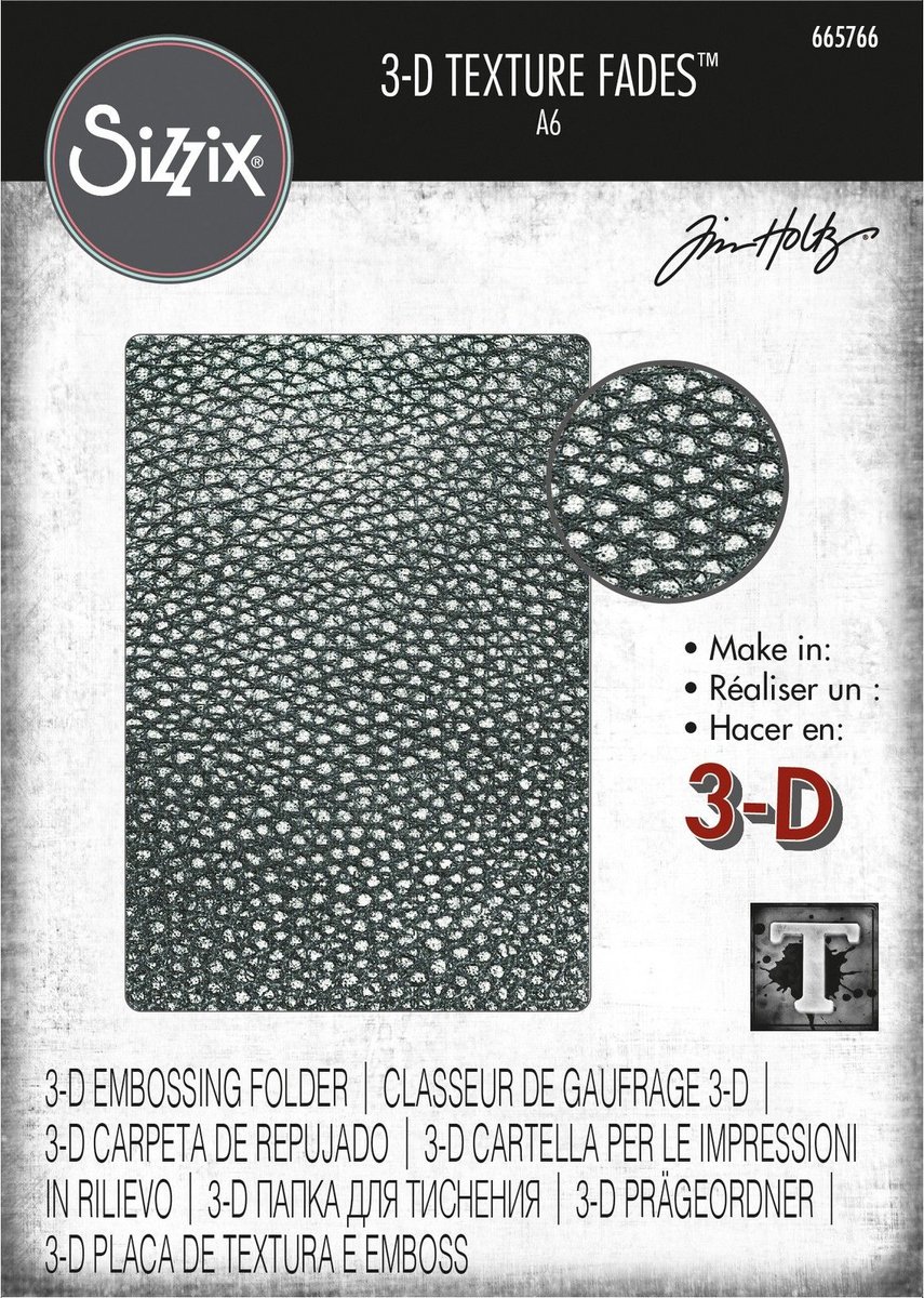 Sizzix 3D Texture Fades Embossing Folder Cracked Leather