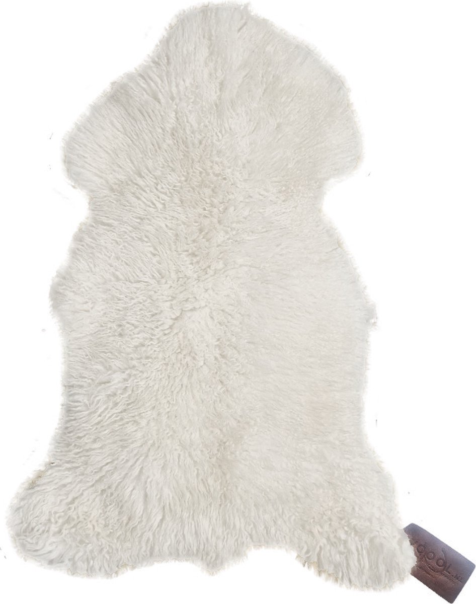 WOOOL Schapenvacht Krul Wit S (90cm) 100% Echt Wol - ECO Gelooid - Gekruld