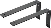 2x Industriële plankdragers L vorm mat zwart 20 cm - wanddrager - wandsteun - metaal - zware belasting