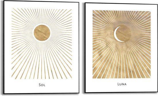 Schilderijen set Zon en Maan 50x40 cm
