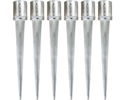 vidaXL - Grondpinnen - 6 - st - 12x91 - cm - gegalvaniseerd - staal - zilverkleurig