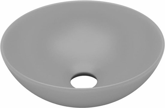 vidaXL Lavabo rond - Salle de bain - 280 x 100 mm - Gris clair - Céramique - Lavabo