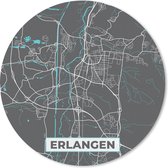 Muismat - Mousepad - Rond - Duitsland – Blauw – Erlangen – Stadskaart – Kaart – Plattegrond - 40x40 cm - Ronde muismat