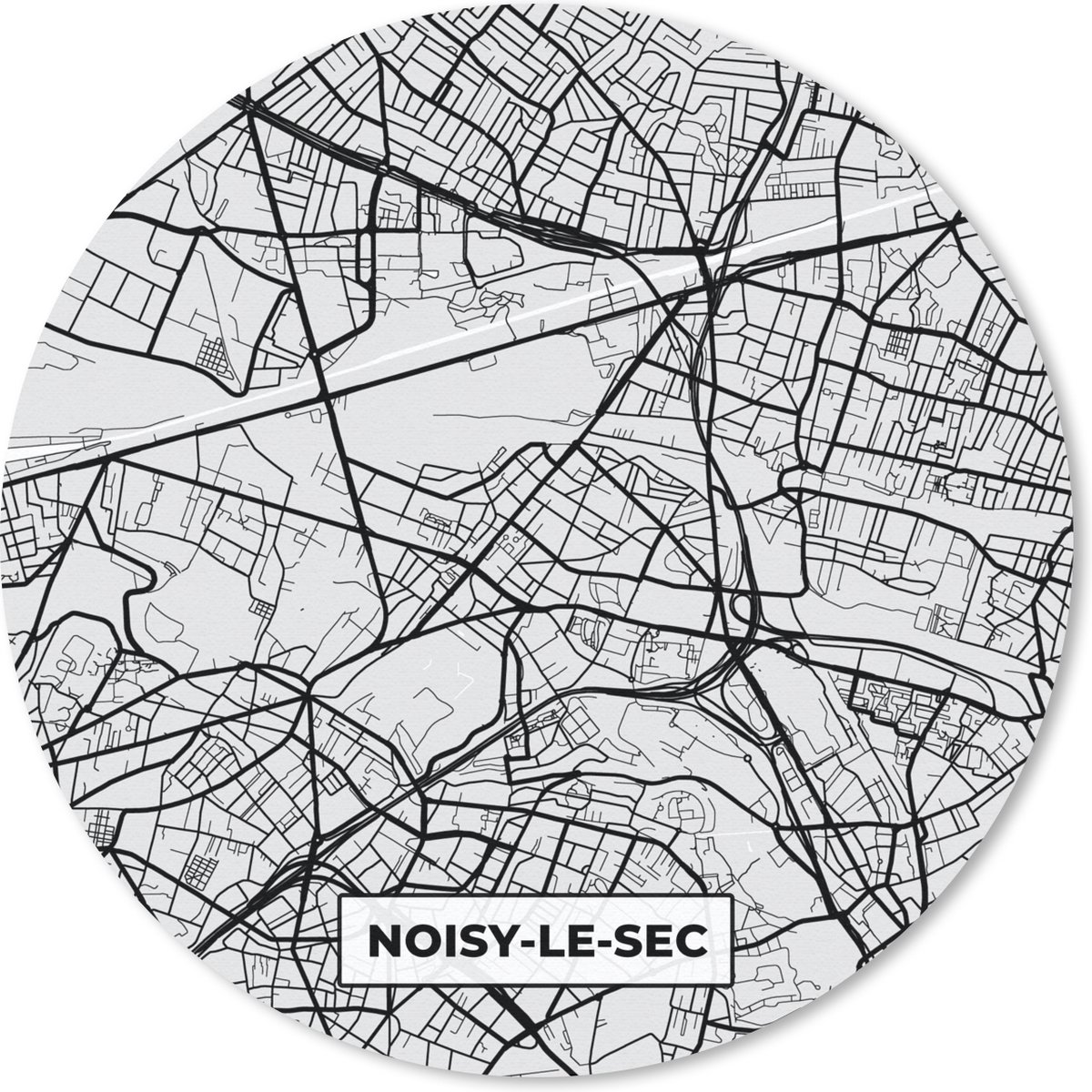 Muismat rond 50x50 cm - Mousepad Kaart - Stadskaart - Noisy-le-Sec - Plattegrond - Frankrijk - Ronde muismatten - Stadskaart