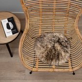 WOOOL® Schapenvacht Chairpad - Classic Wit Zwart Moeflon (38cm) ROND - Stoelkussen - 100% Echt - Eenzijdig