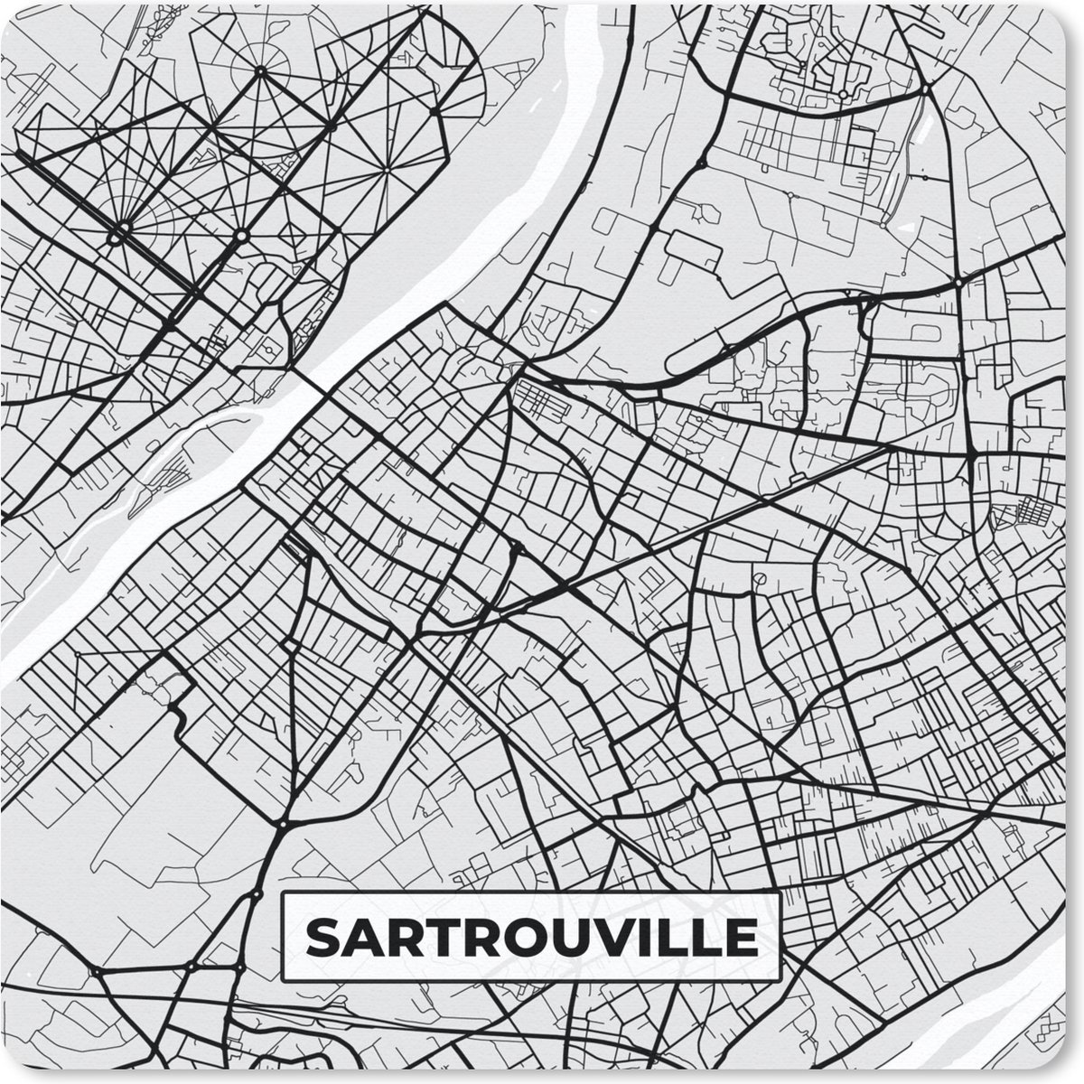 Muismat 30x30 cm - Mousepad Plattegrond - Kaart - Stadskaart - Frankrijk - Sartrouville - Muismatten - Stadskaart