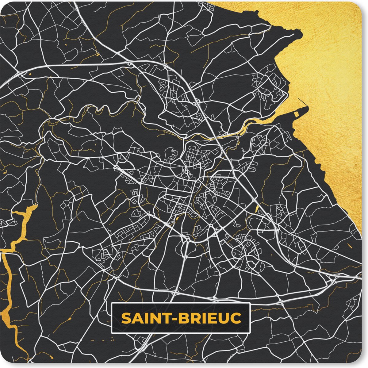 Muismat 20x20 cm - Mousepad Frankrijk – Saint-Brieuc – Stadskaart – Plattegrond – Kaart - Muismatten - Stadskaart