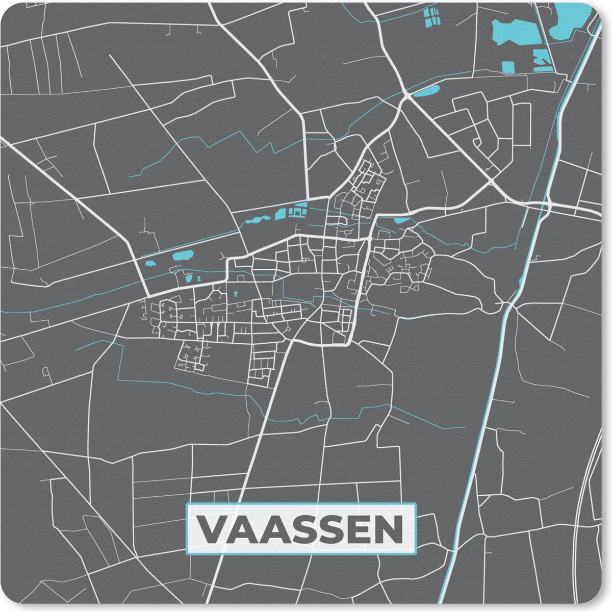 Muismat 30x30 cm - Mousepad Plattegrond - Vaassen - Stadkaart - Kaart - Muismatten - Stadskaart