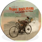 Cercle mural - Cercle mural - Mancave - Moto - Roues - Vintage - Aluminium - Dibond - ⌀ 60 cm - Intérieur et extérieur