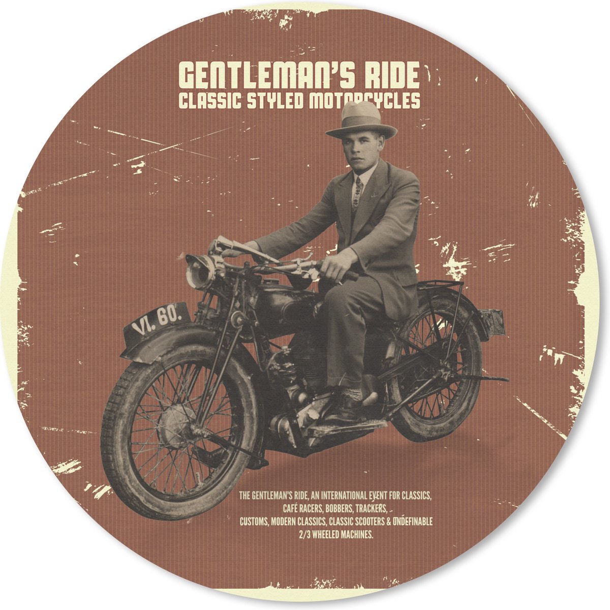 Muismat rond 30x30 cm - Mousepad Mancave - Motor - Pak - Vintage - Ronde muismatten