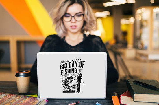 Autocollant pour ordinateur portable - 14 pouces - Pêche - Canne à pêche - Vintage - 32x5x23x5cm - Autocollants pour ordinateur portable - Skin pour ordinateur portable - Housse