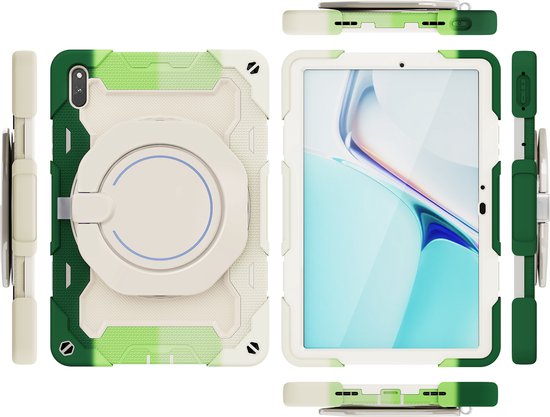 Étui pour tablette adapté à Huawei MatePad 11 (2021) - 11 pouces - Étui blindé avec Ring - Porte-crayon - Vert arc-en-ciel