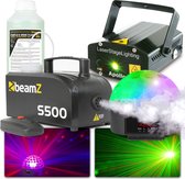 Feestverlichting - BeamZ partyverlichting met LED discolamp, laser en 500W rookmachine