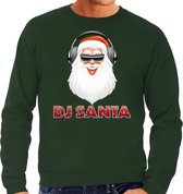 Foute Kersttrui / sweater - DJ santa met koptelefoon techno / house / hardstyle/ r&b / dubstep - groen voor heren - kerstkleding / kerst outfit S
