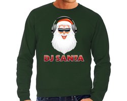 Foute Kersttrui - sweater - DJ santa met koptelefoon - Techno / House / R & B - Disco - groen - voor heren - kerstkleding S