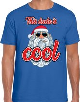 Fout Kerst shirt / t-shirt - Stoere kerstman - this dude is cool - blauw voor heren - kerstkleding / kerst outfit XXL