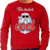 Foute Kersttrui / sweater - Stoere kerstman - this dude is cool - rood voor heren - kerstkleding / kerst outfit S