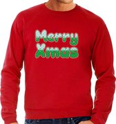 Merry xmas foute Kersttrui - rood - heren - Kerstsweaters / Kerst outfit XXL
