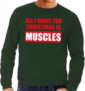 Foute kersttrui / sweater All I Want For Christmas Is Muscles groen voor heren - Kersttruien XL