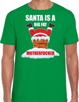 Fout Kerstshirt / Kerst t-shirt Santa is a big fat motherfucker groen voor heren - Kerstkleding / Christmas outfit S
