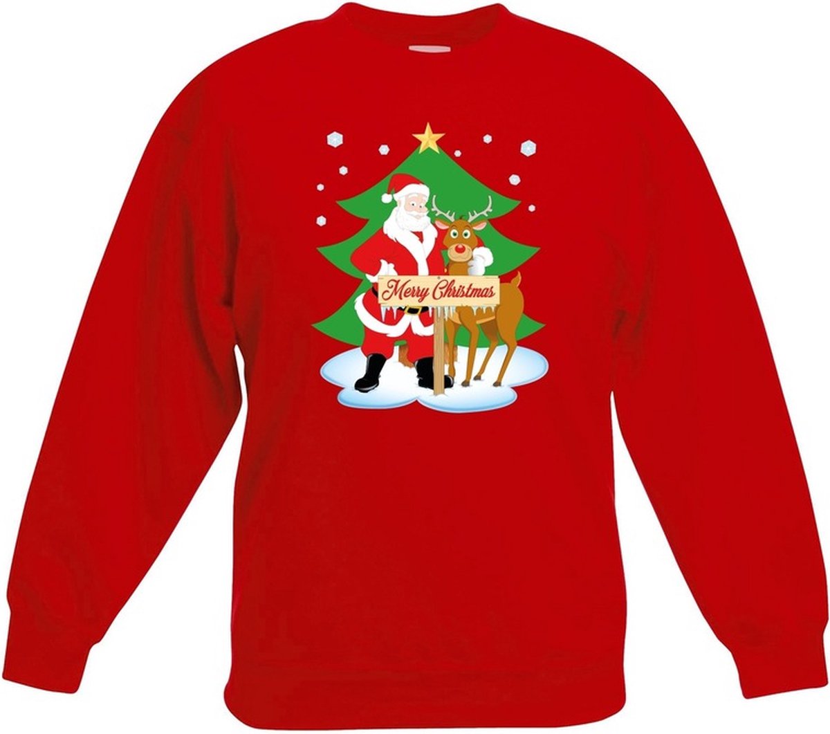 Pull De Noël Unisexe Enfant – Noir Avec Rennes Rudolf, Taille 9-10 Ans
